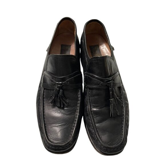 French Shriner Mens Vintage Black Leather Tassel Slip On Dress Loafer Shoes 7.5 main image 9